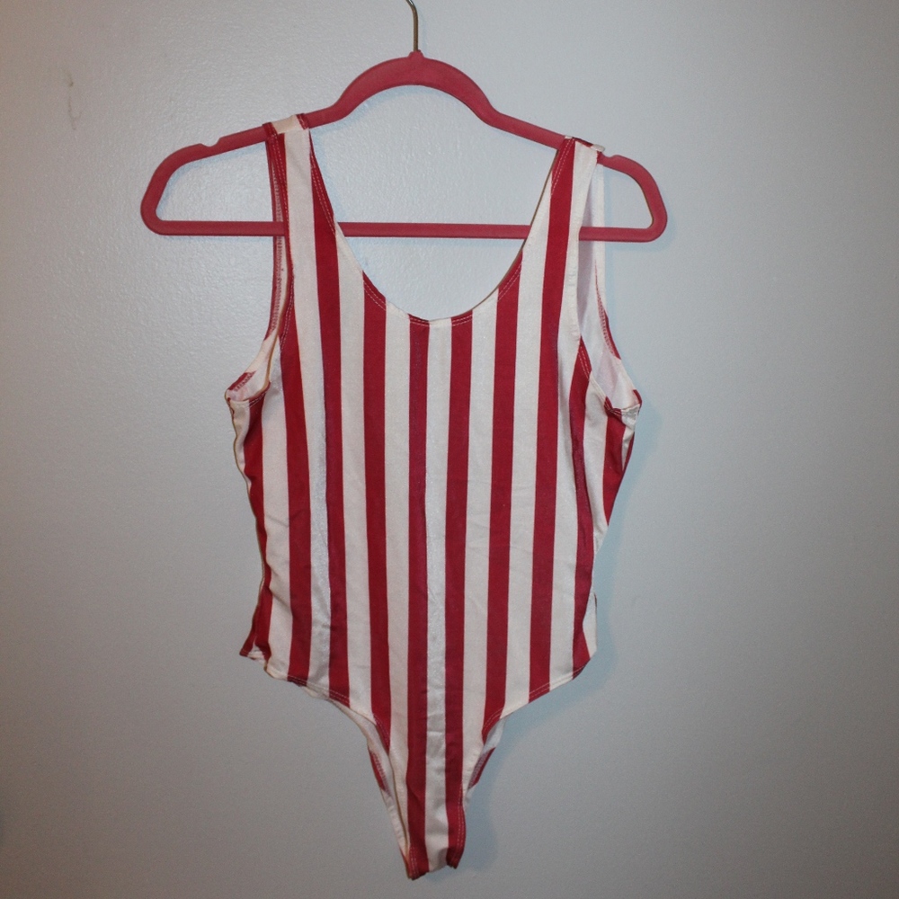 Striped Red and White Bodysuit
